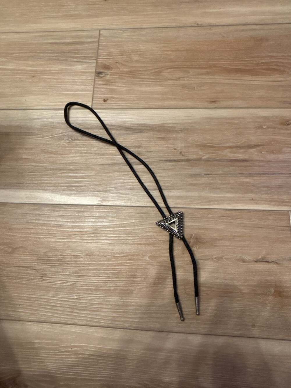 Vintage Southwestern Style Triangle Bolo Tie with Black Cord